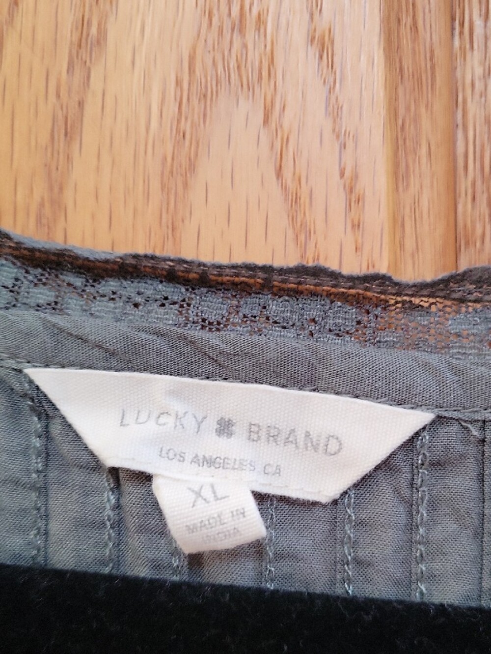 Lucky Brand V-Neck Pintuck Lace-Trim Blouse - Picture 2 of 4